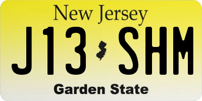NJ license plate J13SHM