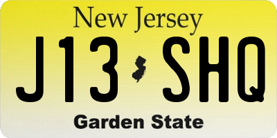 NJ license plate J13SHQ