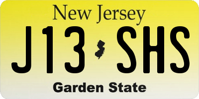 NJ license plate J13SHS