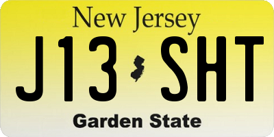 NJ license plate J13SHT
