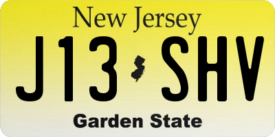 NJ license plate J13SHV