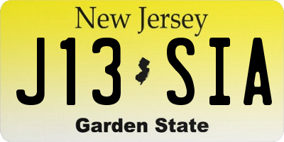 NJ license plate J13SIA