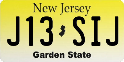 NJ license plate J13SIJ