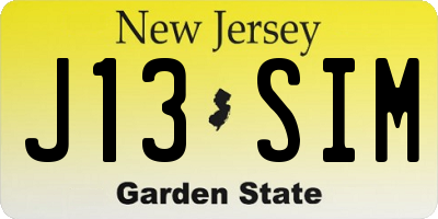 NJ license plate J13SIM
