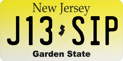 NJ license plate J13SIP