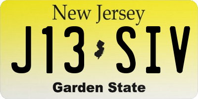 NJ license plate J13SIV