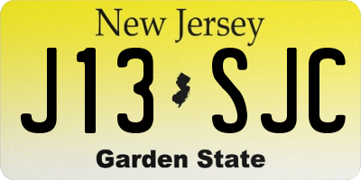 NJ license plate J13SJC
