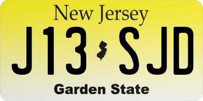 NJ license plate J13SJD