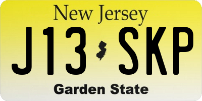 NJ license plate J13SKP