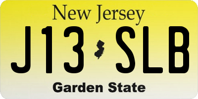 NJ license plate J13SLB
