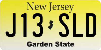 NJ license plate J13SLD