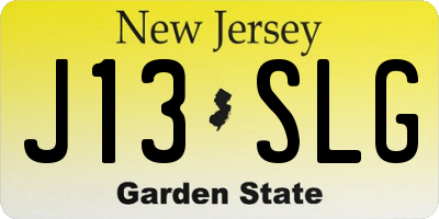NJ license plate J13SLG