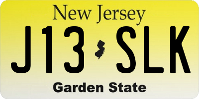NJ license plate J13SLK