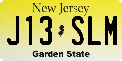 NJ license plate J13SLM