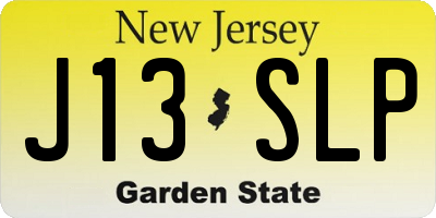 NJ license plate J13SLP