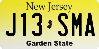 NJ license plate J13SMA