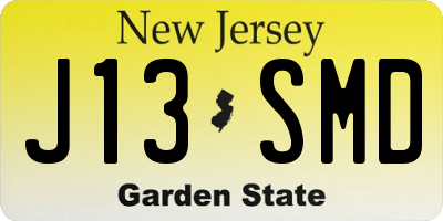 NJ license plate J13SMD