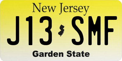 NJ license plate J13SMF