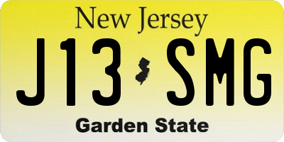 NJ license plate J13SMG