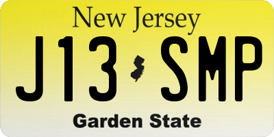 NJ license plate J13SMP