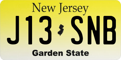NJ license plate J13SNB