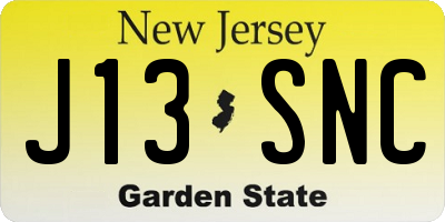 NJ license plate J13SNC