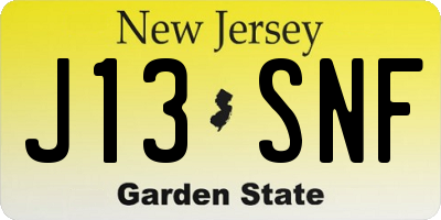 NJ license plate J13SNF