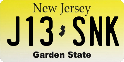 NJ license plate J13SNK