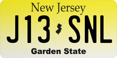 NJ license plate J13SNL