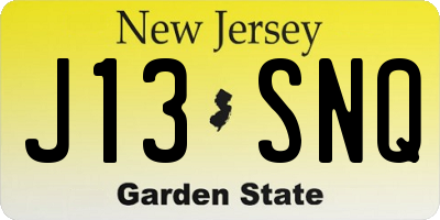 NJ license plate J13SNQ