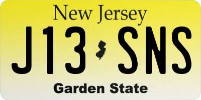 NJ license plate J13SNS