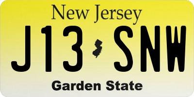 NJ license plate J13SNW