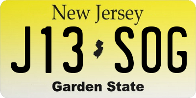 NJ license plate J13SOG
