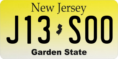 NJ license plate J13SOO