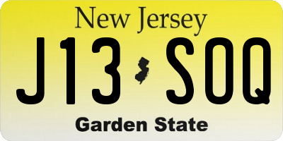 NJ license plate J13SOQ