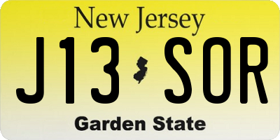 NJ license plate J13SOR