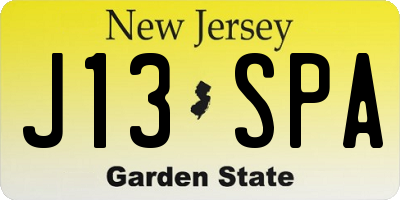 NJ license plate J13SPA