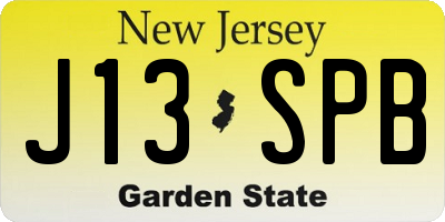 NJ license plate J13SPB