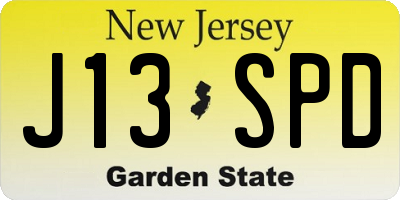 NJ license plate J13SPD