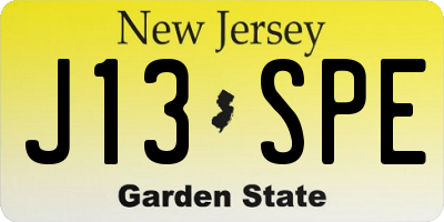 NJ license plate J13SPE