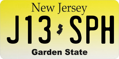 NJ license plate J13SPH