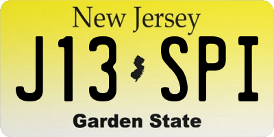 NJ license plate J13SPI