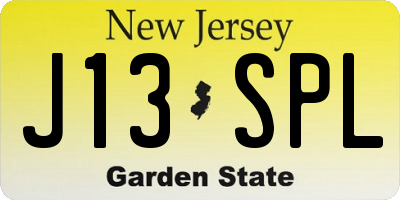 NJ license plate J13SPL
