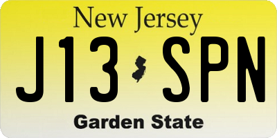 NJ license plate J13SPN