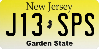 NJ license plate J13SPS