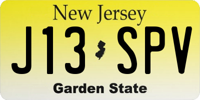 NJ license plate J13SPV