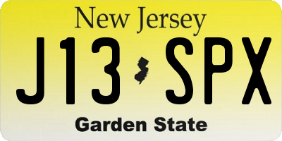 NJ license plate J13SPX