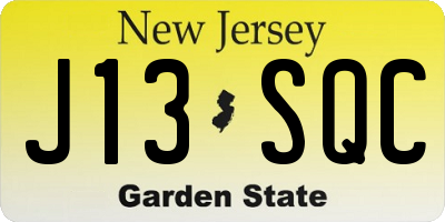 NJ license plate J13SQC