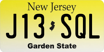 NJ license plate J13SQL