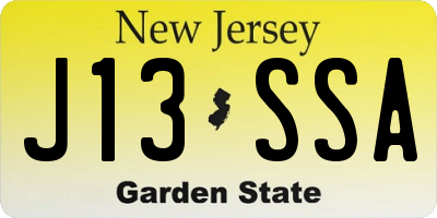 NJ license plate J13SSA